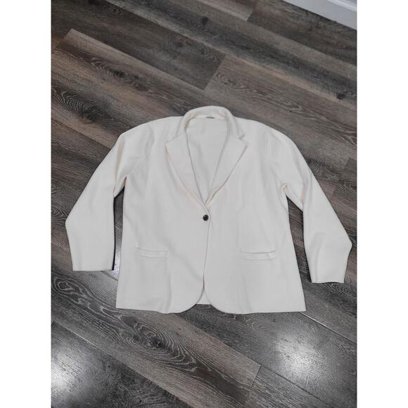 J. Crew Women's Blazer‎ Plus Size 2X Cream Single Button Closure 100% Cotton #15 - Picture 1 of 6